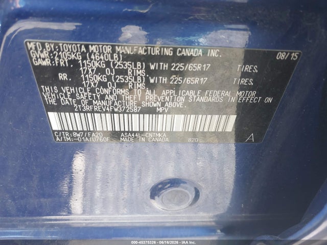 Toyota Rav4 Xle 2015 2T3RFREV4FW372587 Image 9