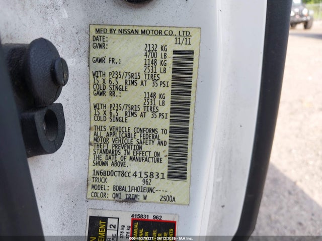 45375327 :رقم المزاد ، 1N6BD0CT8CC415831 vin ، 2012 Nissan Frontier S مزاد بيع