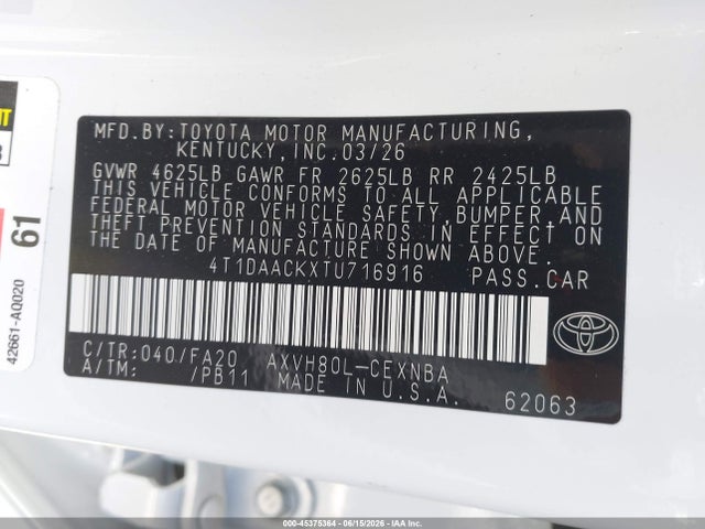 Toyota CAMRY LE 2026 4T1DAACKXTU716916 Image 9