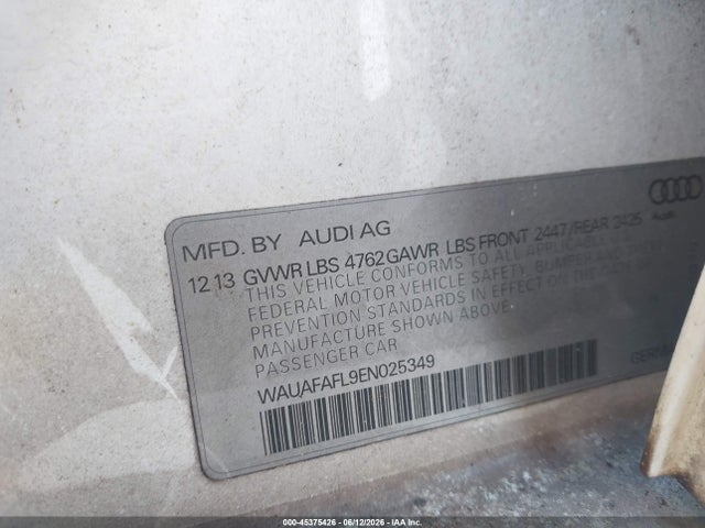 Aukcja sprzedaży 2014 Audi A4 2.0t Premium, vin: WAUAFAFL9EN025349, numer aukcji: 45375426