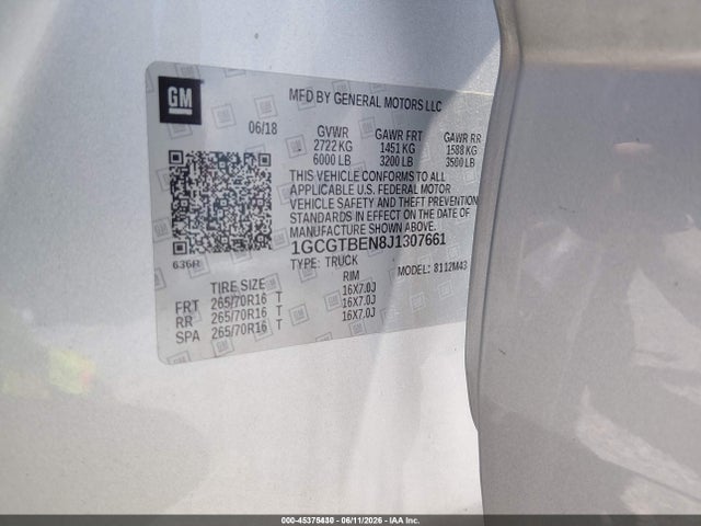 1GCGTBEN8J1307661 Chevrolet Colorado 4wd Work Truck