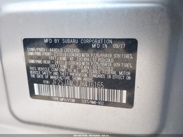 Aukcja sprzedaży 2018 Subaru Forester 2.5i Touring, vin: JF2SJAWC7JH476165, numer aukcji: 45375436