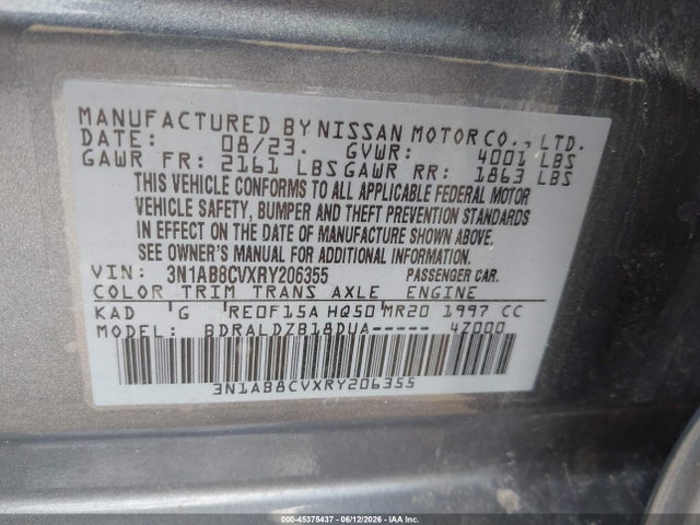 Aukcja sprzedaży 2024 Nissan Sentra Sv Xtronic Cvt, vin: 3N1AB8CVXRY206355, numer aukcji: 45375437