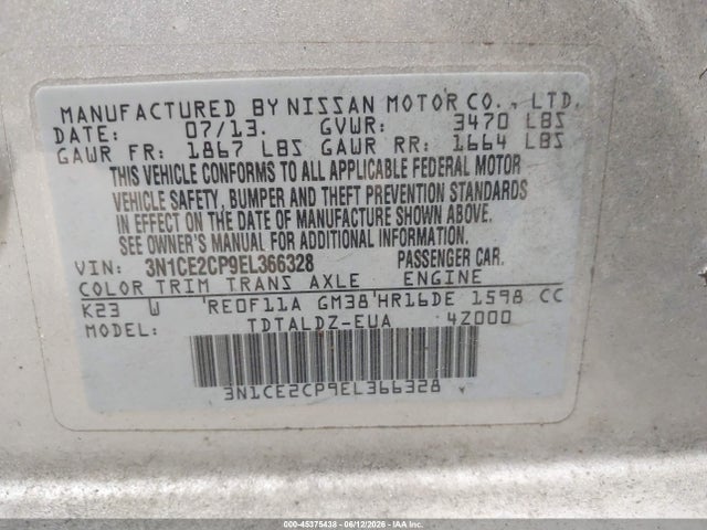 Продажа на аукционе авто 2014 Nissan Versa Note Sv, vin: 3N1CE2CP9EL366328, номер лота: 45375438