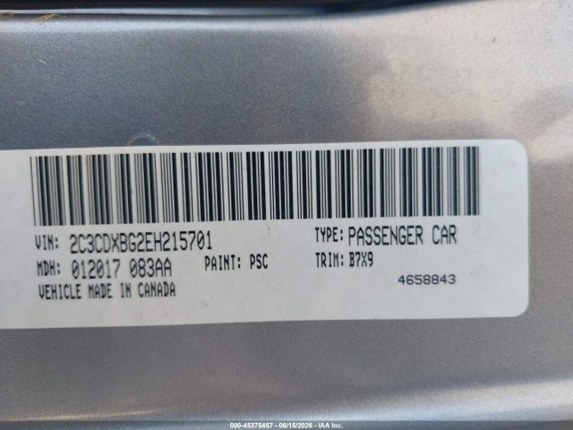 2C3CDXBG2EH215701 Dodge Charger Se