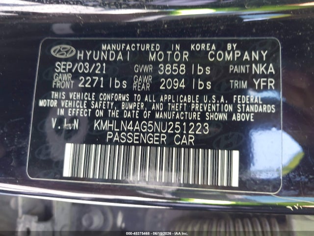 2022 Hyundai Elantra Sel მანქანა იყიდება აუქციონზე, vin: KMHLN4AG5NU251223, აუქციონის ნომერი: 45375468