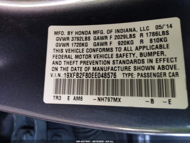 19XFB2F80EE048576 Honda CIVIC EX