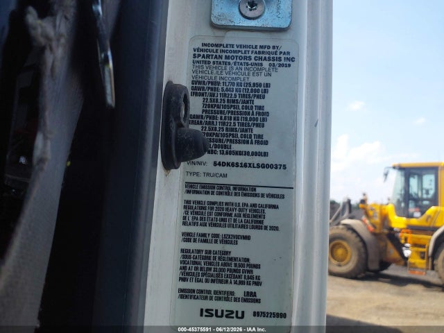 Продаж на аукціоні авто 2020 Isuzu Ftr, vin: 54DK6S16XLSG00375, номер лоту: 45375591