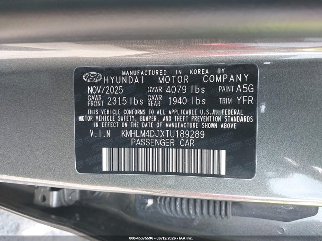Hyundai Elantra Hybrid Blue 2026 KMHLM4DJXTU189289 Image 9