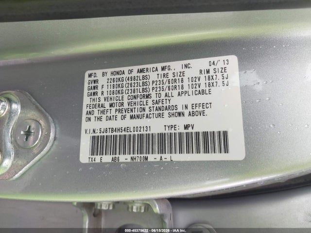 Aukcja sprzedaży 2014 Acura Rdx, vin: 5J8TB4H54EL002131, numer aukcji: 45375622
