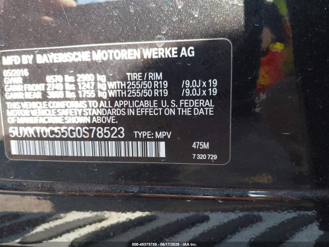 2016 Bmw X5 Edrive Xdrive40e მანქანა იყიდება აუქციონზე, vin: 5UXKT0C55G0S78523, აუქციონის ნომერი: 45375759