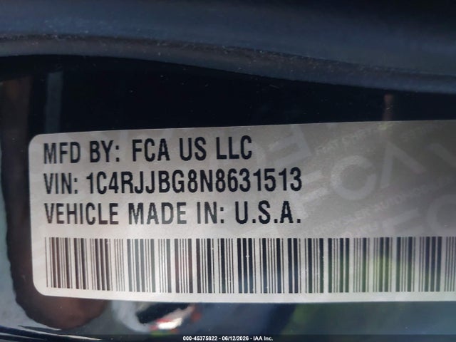 1C4RJJBG8N8631513 Jeep Grand Cherokee L Limited 4x2