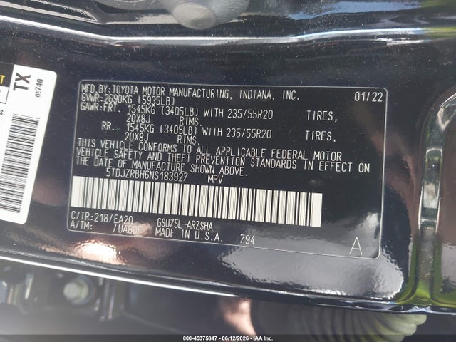 Toyota Highlander Xse 2022 5TDJZRBH6NS183927 Image 9