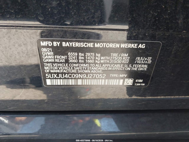BMW X5 M50i 2022 5UXJU4C09N9J27052 Image 9
