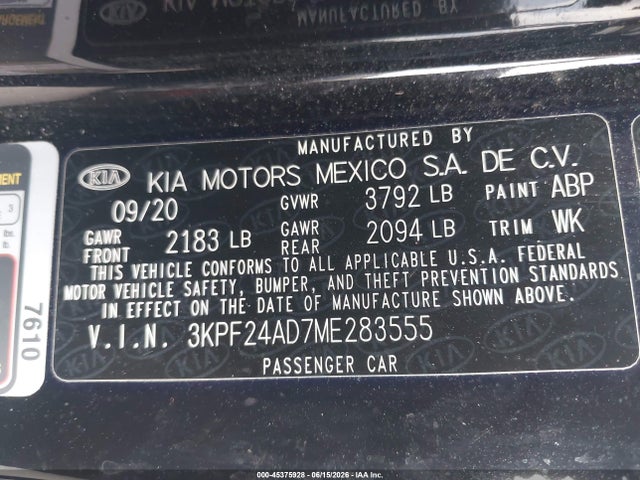 KIA Forte Lxs 2021 3KPF24AD7ME283555 Image 9