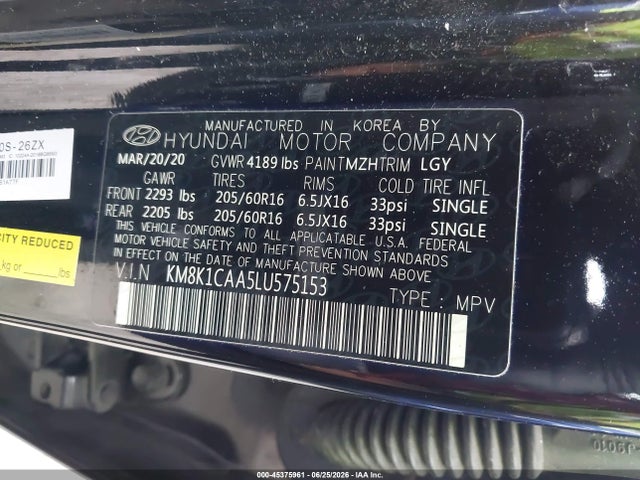 Hyundai Kona Se 2020 KM8K1CAA5LU575153 Image 9