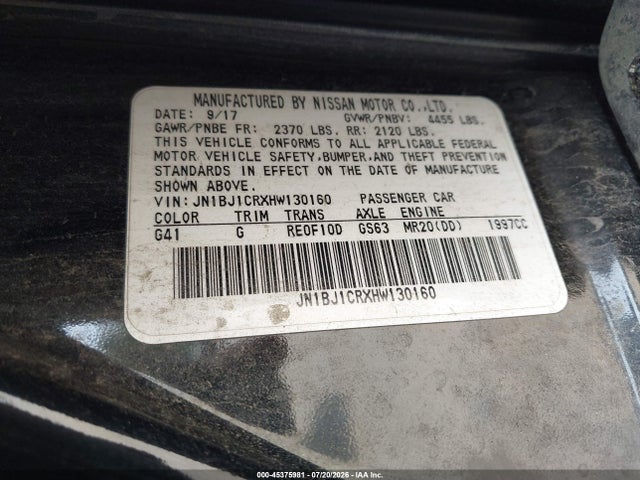 Продажа на аукционе авто 2017 Nissan Rogue Sport S, vin: JN1BJ1CRXHW130160, номер лота: 45375981
