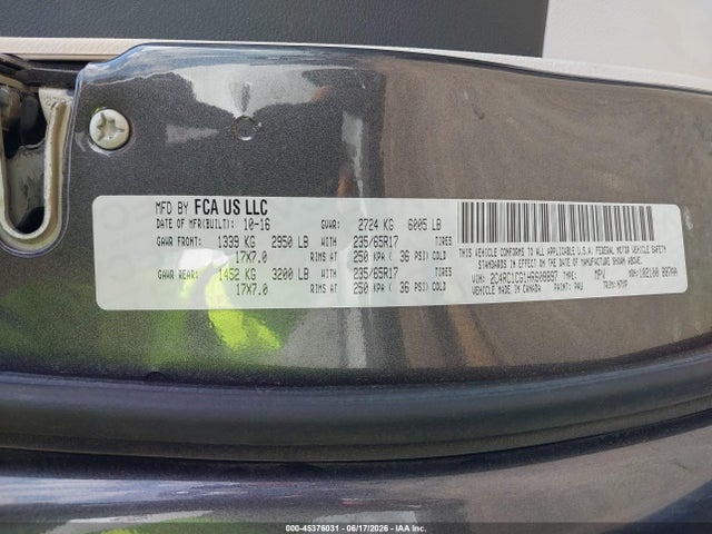 Aukcja sprzedaży 2017 Chrysler Pacifica Lx, vin: 2C4RC1CG1HR608897, numer aukcji: 45376031