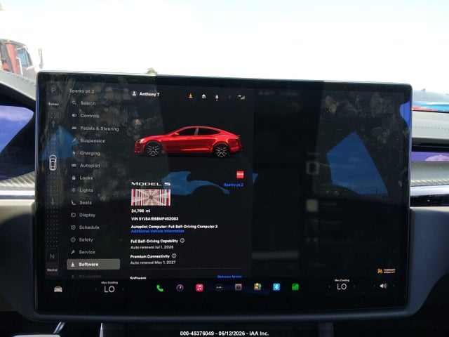 Aukcja sprzedaży 2021 Tesla Model S Plaid Tri Motor All-wheel Drive, vin: 5YJSA1E68MF452083, numer aukcji: 45376049