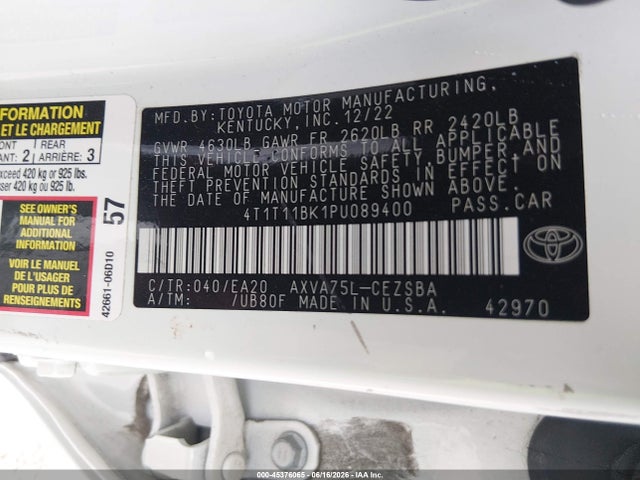 4T1T11BK1PU089400 Toyota Camry Se Awd