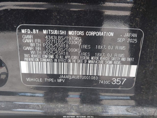 Продаж на аукціоні авто 2026 Mitsubishi Outlander Sport 2.0 Es/2.0 Le/2.0 Ralliart/2.0 S/2.0 Se/2.0 Trail Edition, vin: JA4ARUAU8TU001083, номер лоту: 45376089