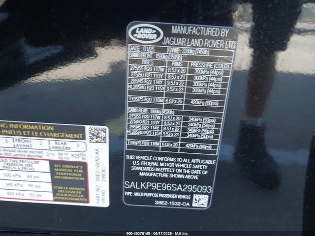 Продажа на аукционе авто 2025 Land Rover Range Rover P530 Se, vin: SALKP9E96SA295093, номер лота: 45376149