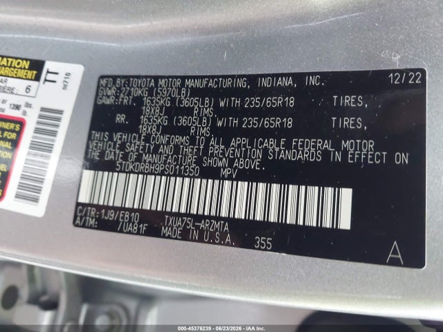Продажа на аукционе авто 2023 Toyota Highlander Xle, vin: 5TDKDRBH9PS011350, номер лота: 45376239