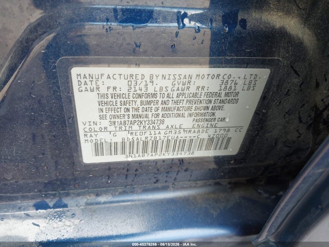 Nissan SENTRA SR 2019 3N1AB7AP2KY334738 Image 9
