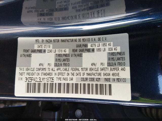 Mazda Mazda3 Select Package 2020 3MZBPACL3LM118705 Image 9