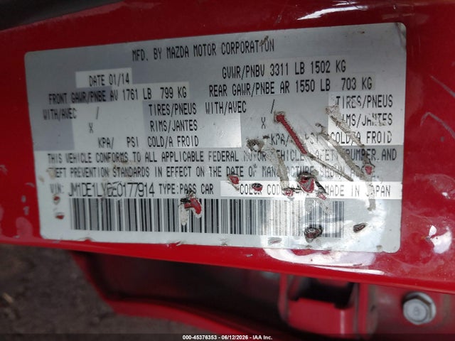 Aukcja sprzedaży 2014 Mazda Mazda2 Touring, vin: JM1DE1LY6E0177914, numer aukcji: 45376353