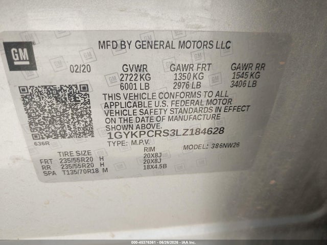 Продаж на аукціоні авто 2020 Cadillac Xt6 Fwd Premium Luxury, vin: 1GYKPCRS3LZ184628, номер лоту: 45376361