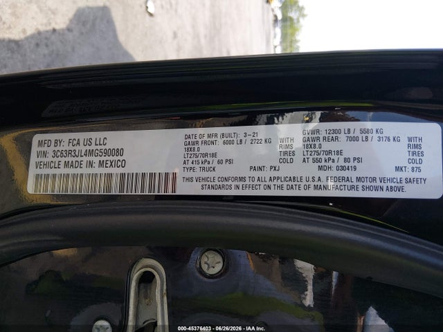 Продаж на аукціоні авто 2021 Ram 3500 Laramie  4x4 8' Box, vin: 3C63R3JL4MG590080, номер лоту: 45376403