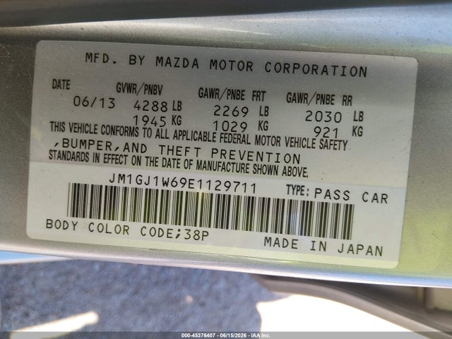Aukcja sprzedaży 2014 Mazda Mazda6 I Grand Touring, vin: JM1GJ1W69E1129711, numer aukcji: 45376407