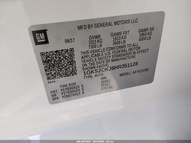 GMC YUKON DENALI 2017 1GKS2CKJ6HR351128 Image 9