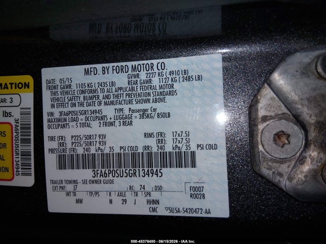 Ford Fusion Energi Titanium 2016 3FA6P0SU5GR134945 Image 9