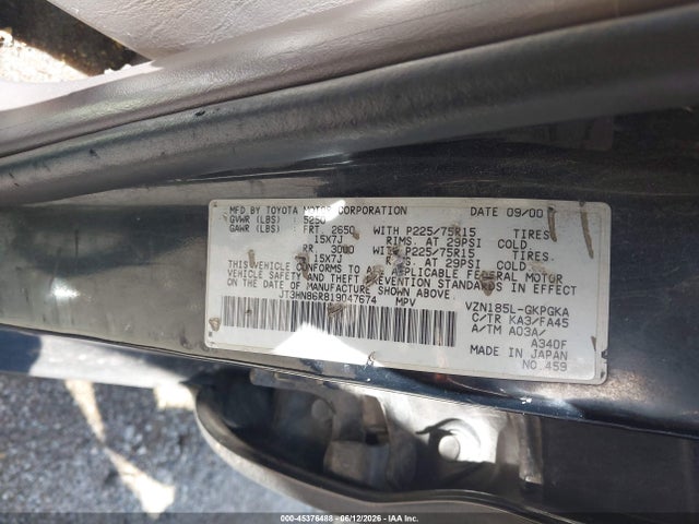 45376488 :رقم المزاد ، JT3HN86R819047674 vin ، 2001 Toyota 4runner Sr5 V6 مزاد بيع