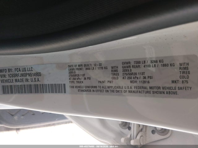 1C6SRFJM0PN514955 RAM 1500 Laramie 4x4 5&#039;7 Box