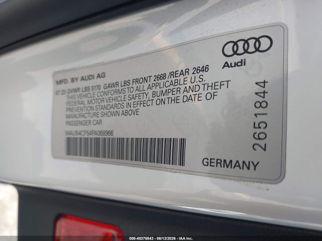 WAUB4CF54PA068966 Audi S5 Sportback Prestige Tfsi Quattro Tiptronic