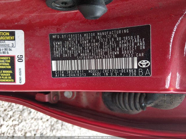 Toyota COROLLA LE 2017 5YFBURHE0HP626926 Image 9