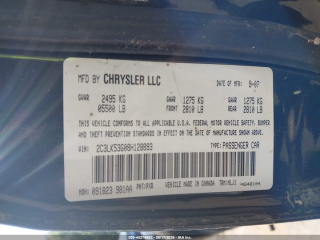 45376692 :رقم المزاد ، 2C3LK53G08H128893 vin ، 2008 Chrysler 300 Touring مزاد بيع