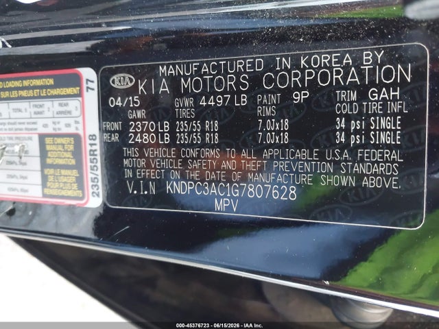 KIA Sportage Ex 2016 KNDPC3AC1G7807628 Image 9