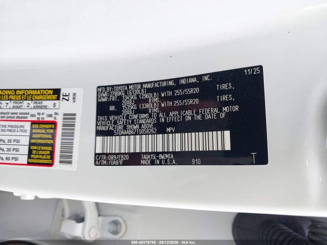 2026 Lexus Tx 350 Premium მანქანა იყიდება აუქციონზე, vin: 5TDAAAB67TS058262, აუქციონის ნომერი: 45376750