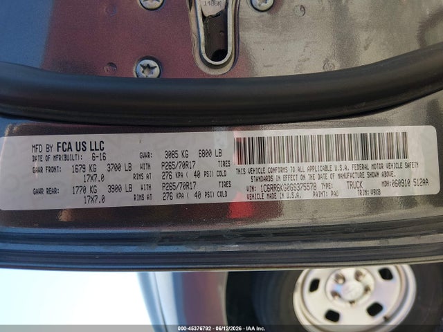 RAM 1500 Tradesman 2016 1C6RR6KG0GS375578 Image 9