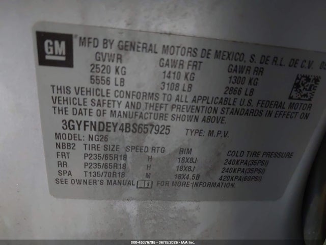 Продаж на аукціоні авто 2011 Cadillac Srx Luxury Collection, vin: 3GYFNDEY4BS657925, номер лоту: 45376795