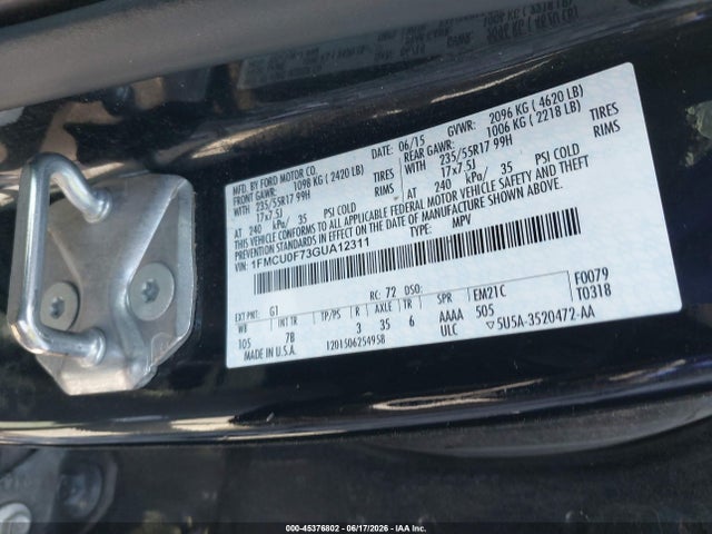 Ford ESCAPE S 2016 1FMCU0F73GUA12311 Image 9