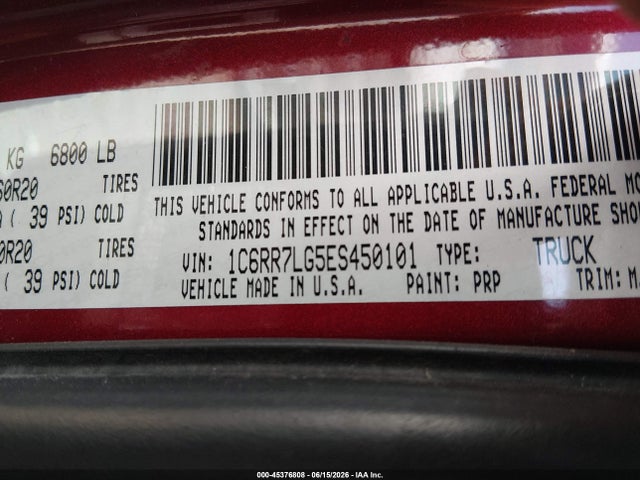 Продажа на аукционе авто 2014 Ram 1500 Big Horn, vin: 1C6RR7LG5ES450101, номер лота: 45376808