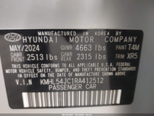 Aukcja sprzedaży 2024 Hyundai Sonata N Line, vin: KMHL54JC1RA412512, numer aukcji: 45376857
