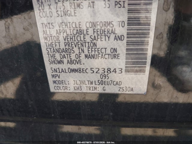 Продажа на аукционе авто 2014 Infiniti Qx60, vin: 5N1AL0MM8EC523843, номер лота: 45376879