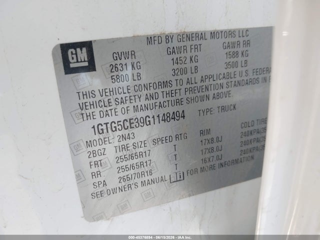 Продажа на аукционе авто 2016 Gmc Canyon Sle, vin: 1GTG5CE39G1148494, номер лота: 45376894