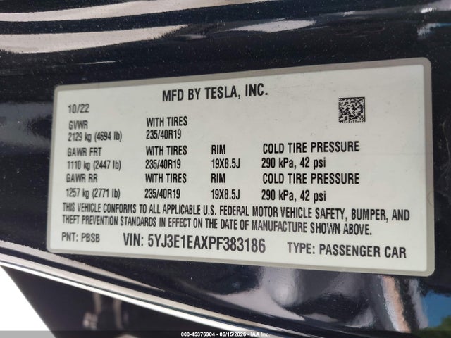Tesla Model 3 Rear-wheel Drive 2023 5YJ3E1EAXPF383186 Image 9